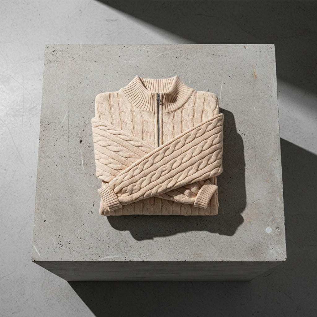 Beige Quarter Zip Sweater - Beige - Lifestyle Inspiration