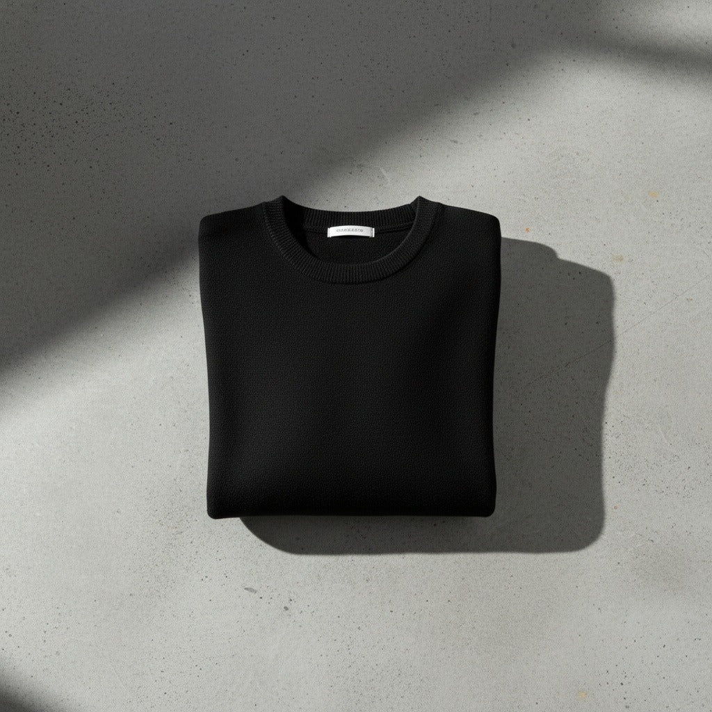 Black Crew Neck Sweater - Black - Lifestyle Inspiration