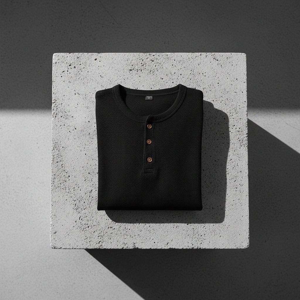Black Henley T Shirt - Black - Lifestyle Inspiration