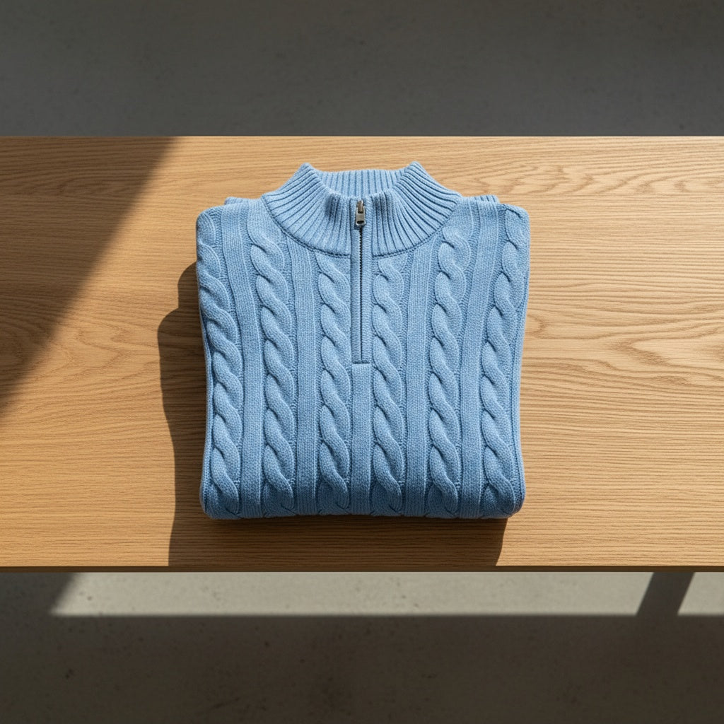 Blue Quarter Zip Sweater