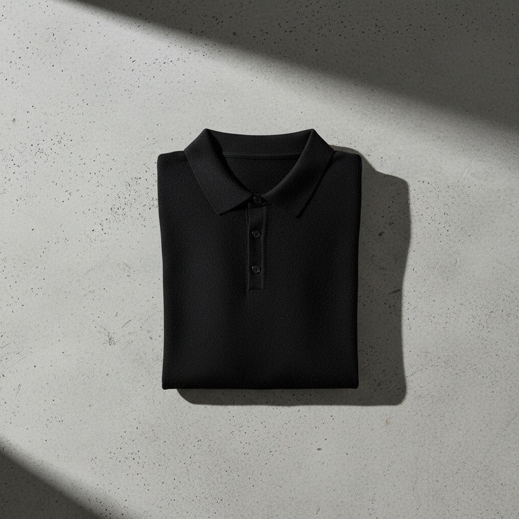 Cashmere Short Sleeve Polo Shirt - Jet Black - Lifestyle Inspiration