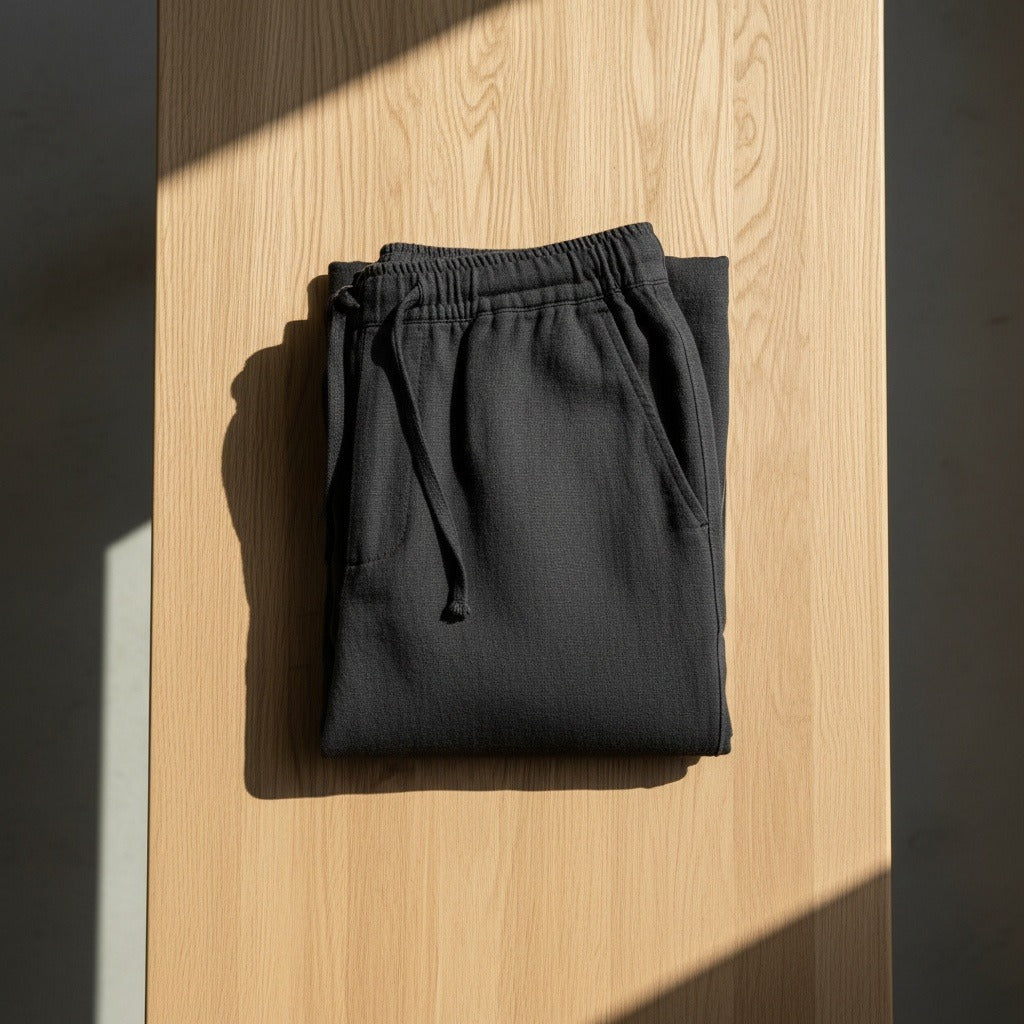 Dark Grey Linen Trousers Men - Jet Black - Lifestyle Inspiration