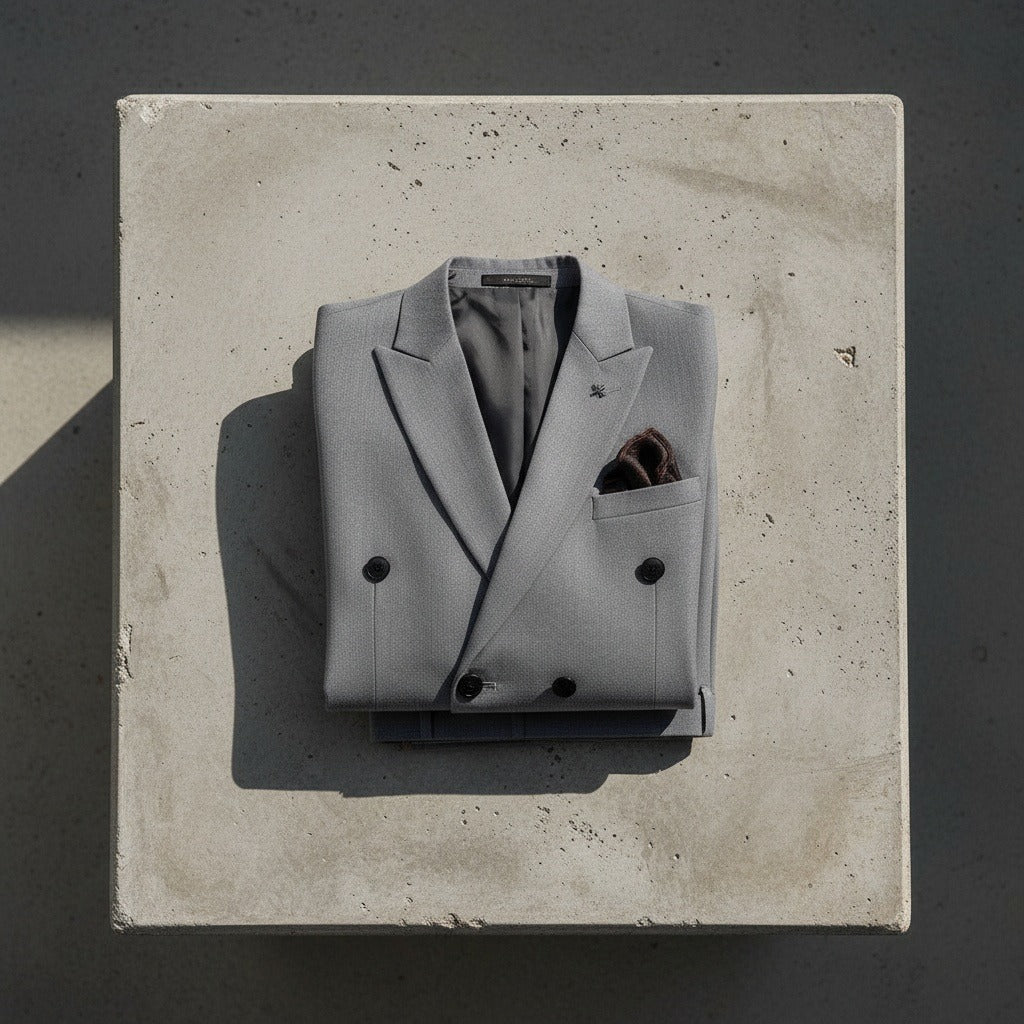 Grey Double Breasted Suit - Grey - Lifestyle Inspiration