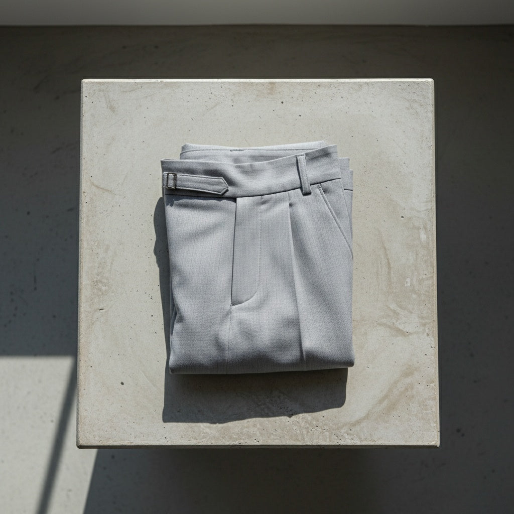 Grey Pleated Trousers Mens