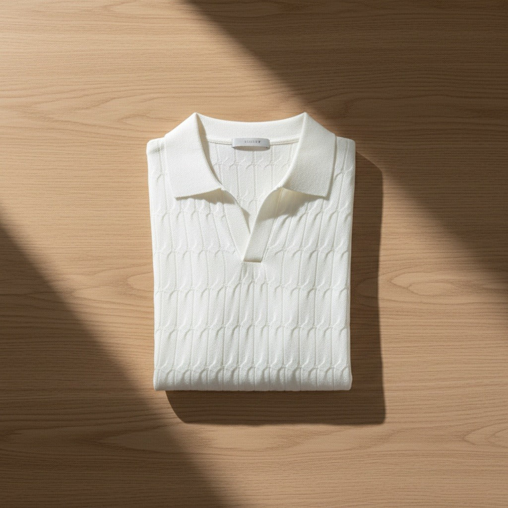 Jacquard Polo Shirt - White - Lifestyle Inspiration