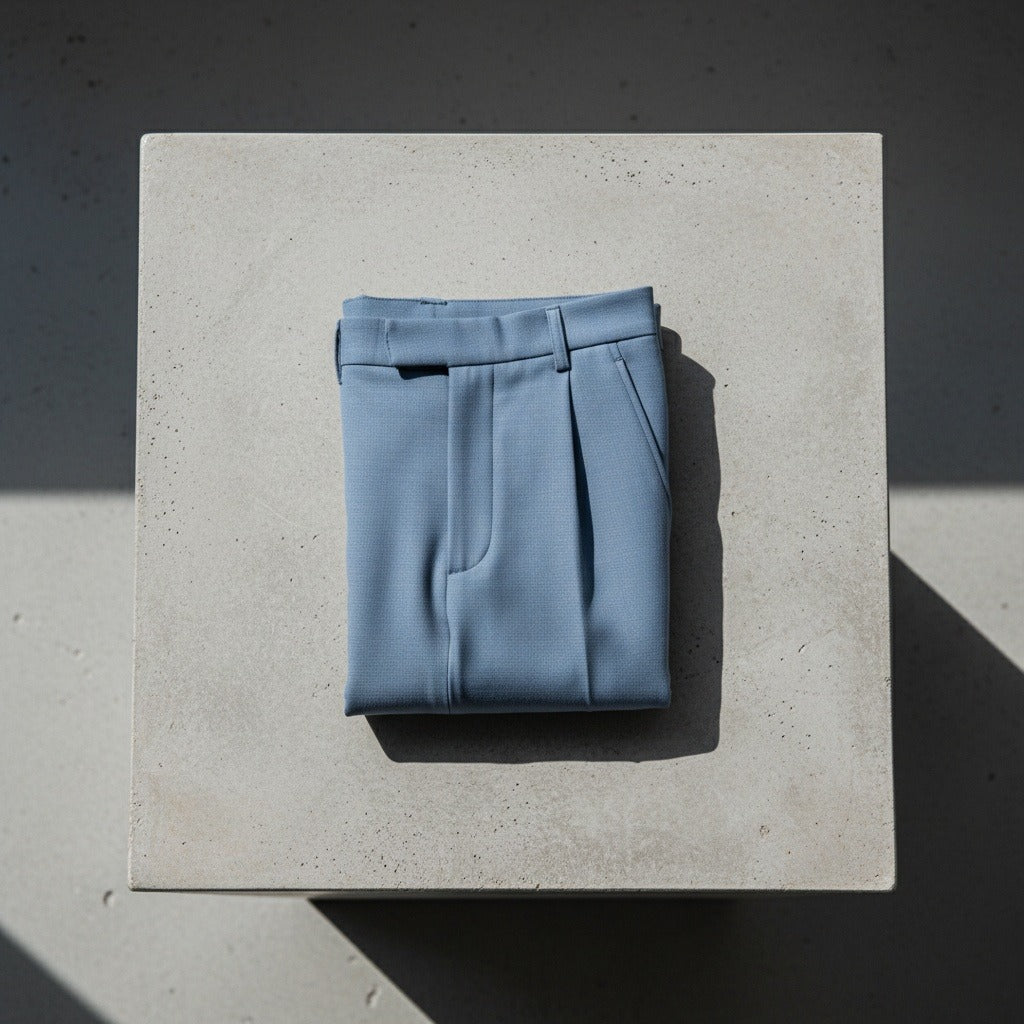 Mens Blue Pleated Trousers - Blue - Lifestyle Inspiration