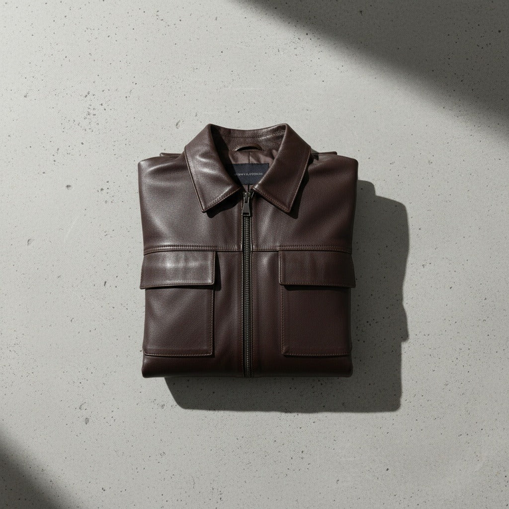 Mens Brown Leather Harrington Jacket - Brown - Lifestyle Inspiration
