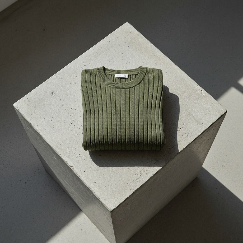 Mens Striped Sweater - Olive - Lifestyle Inspiration