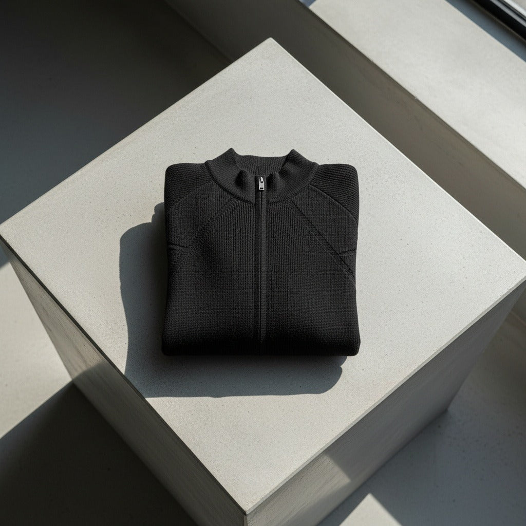 Men's Thick Cardigan - Jet Black - Lifestyle Inspiration