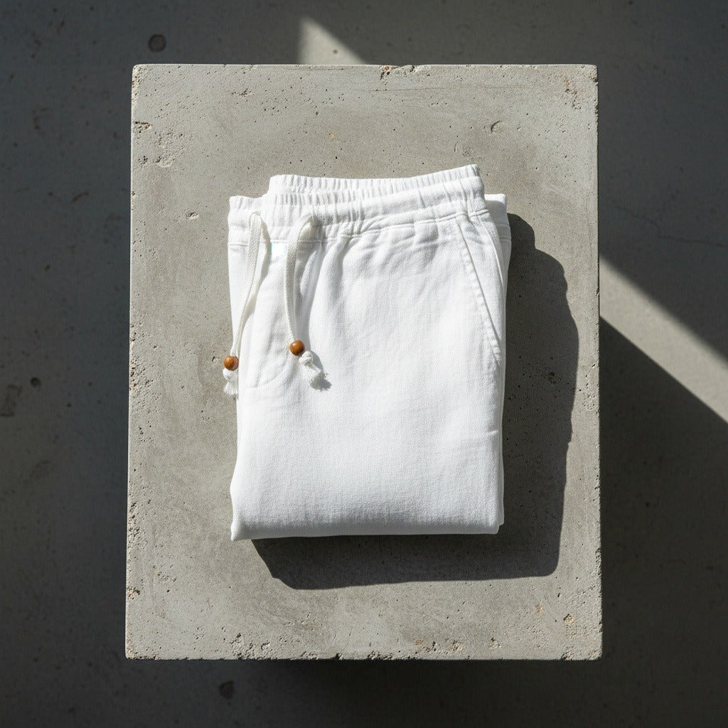Mens White Linen Trousers - White - Lifestyle Inspiration