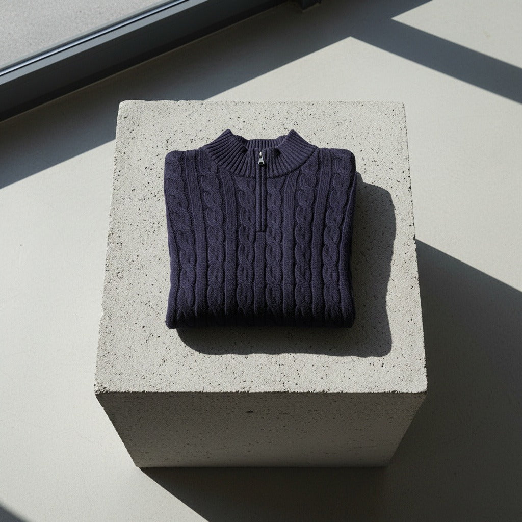 Navy Quarter Zip Sweater - Navy - Lifestyle Inspiration
