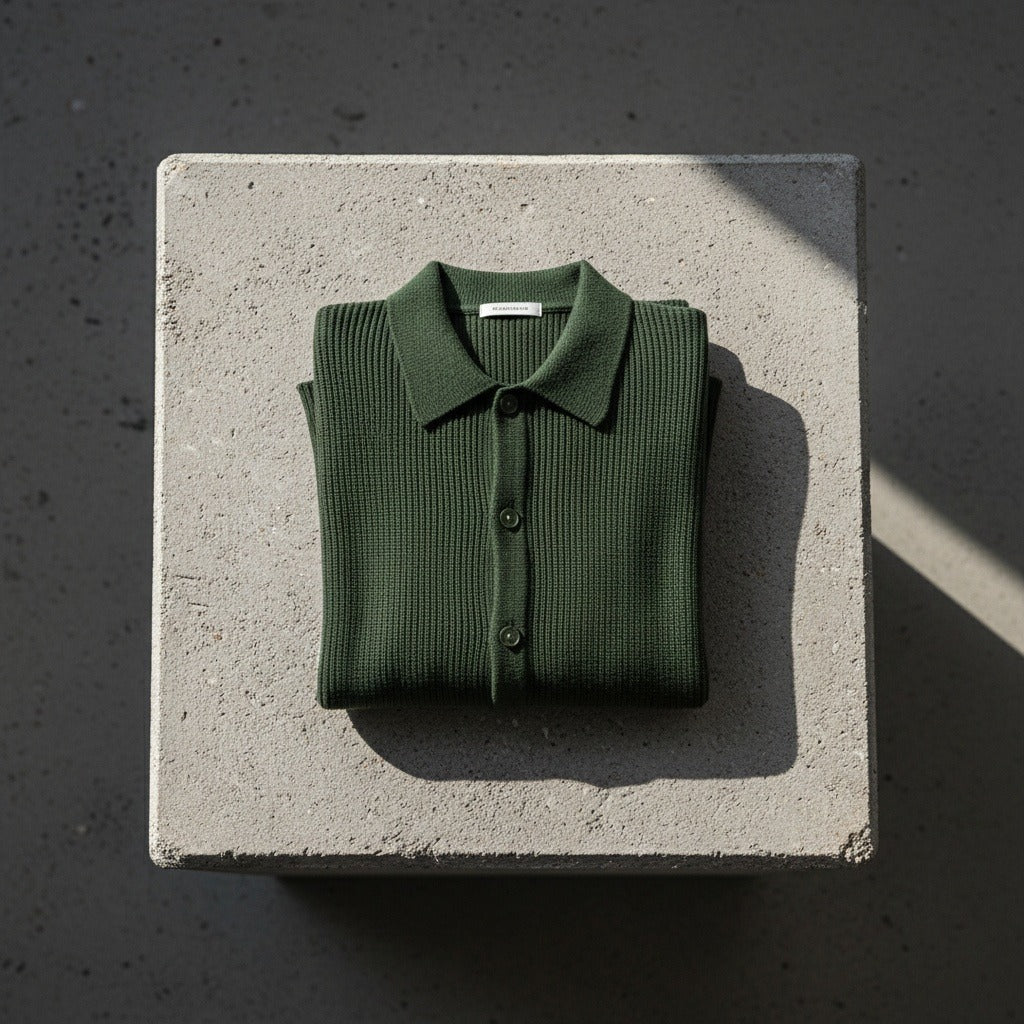 Polo Collar Cardigan Men - Hunter Green - Lifestyle Inspiration