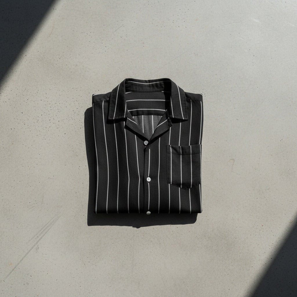 Striped Linen Shirt - Midnight Stripe - Lifestyle Inspiration