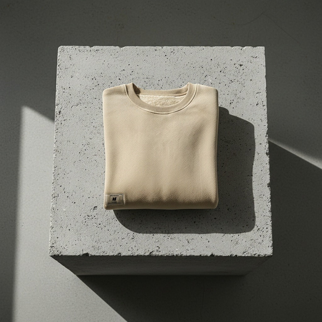 Thick Crew Neck Sweater - Khaki - Lifestyle Inspiration