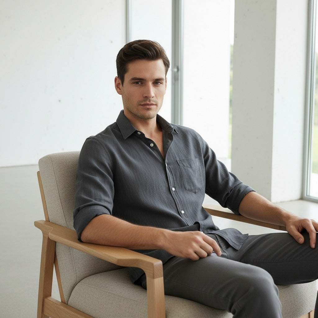 Anthracite Grey Shirt - Charcoal - Side Profile