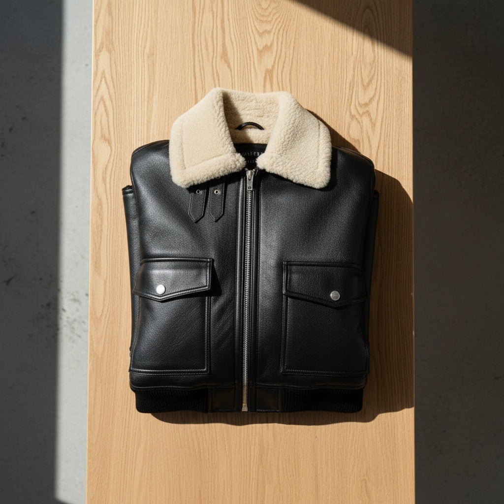 Aviator Jacket Black Leather - Black - Lifestyle Inspiration