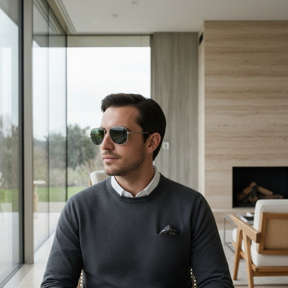 Aviator Sunglasses for Men - Silver - Side Profile