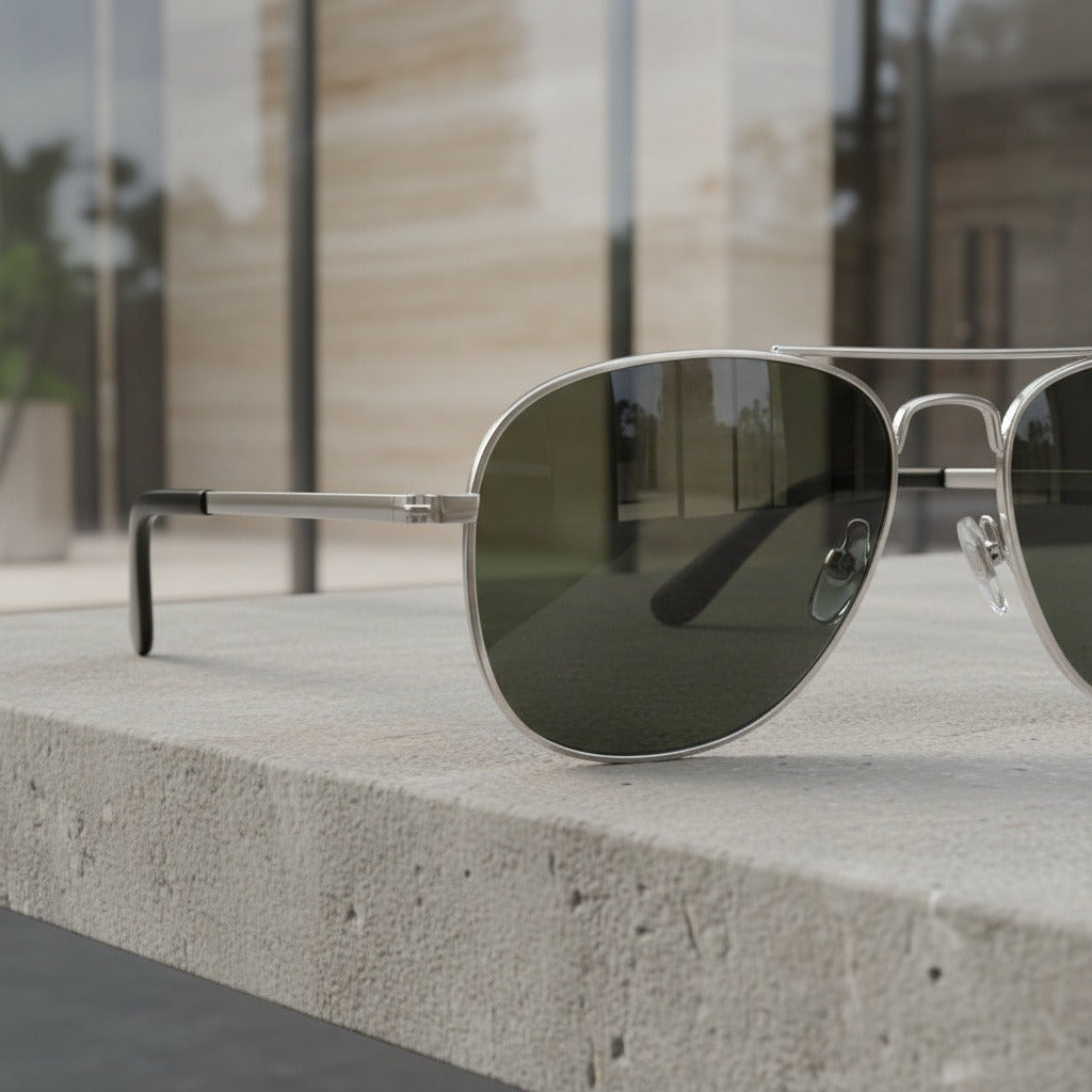 Aviator Sunglasses for Men - Silver - Back View