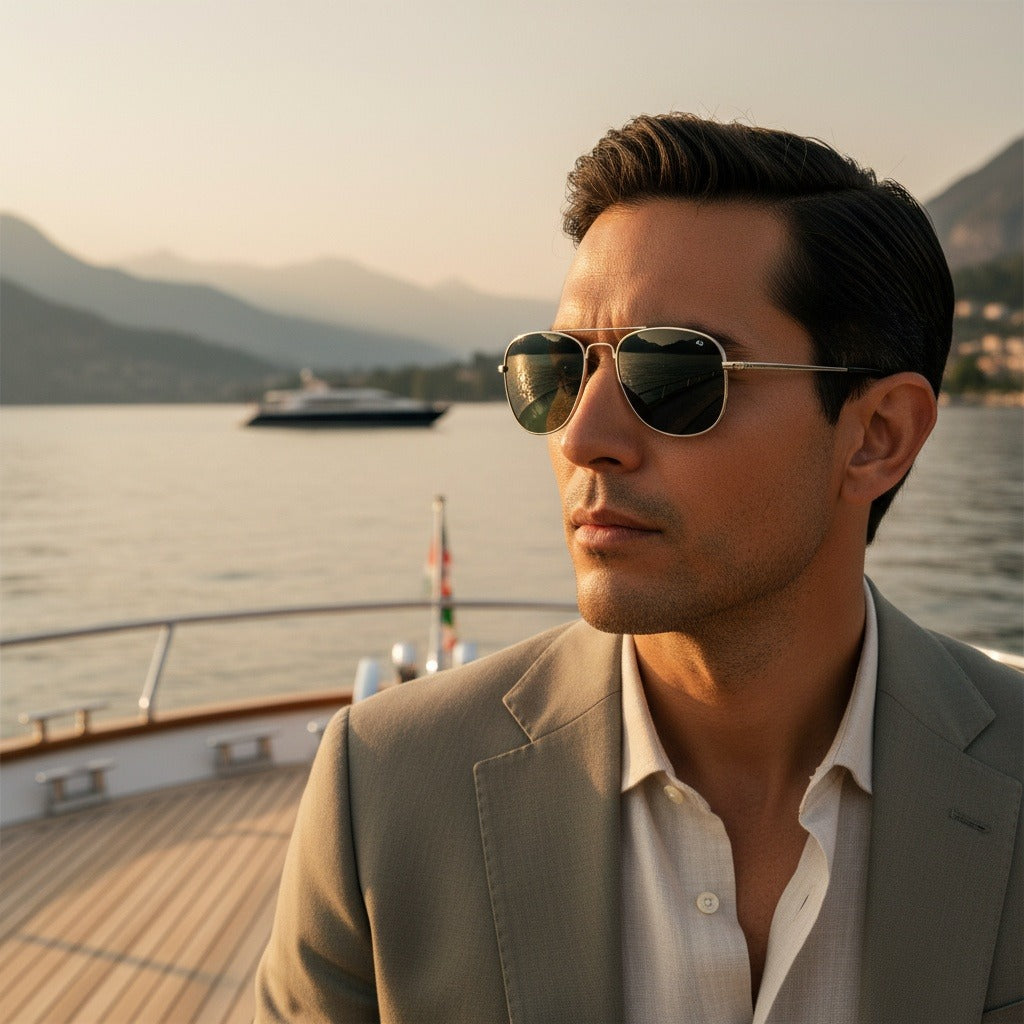 Aviator Sunglasses for Men - Gunmetal - Angled Shot