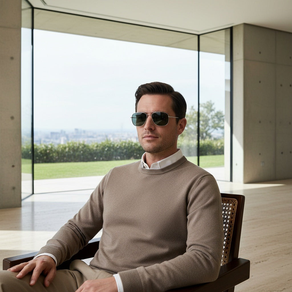 Aviator Sunglasses for Men - Gunmetal - Side Profile