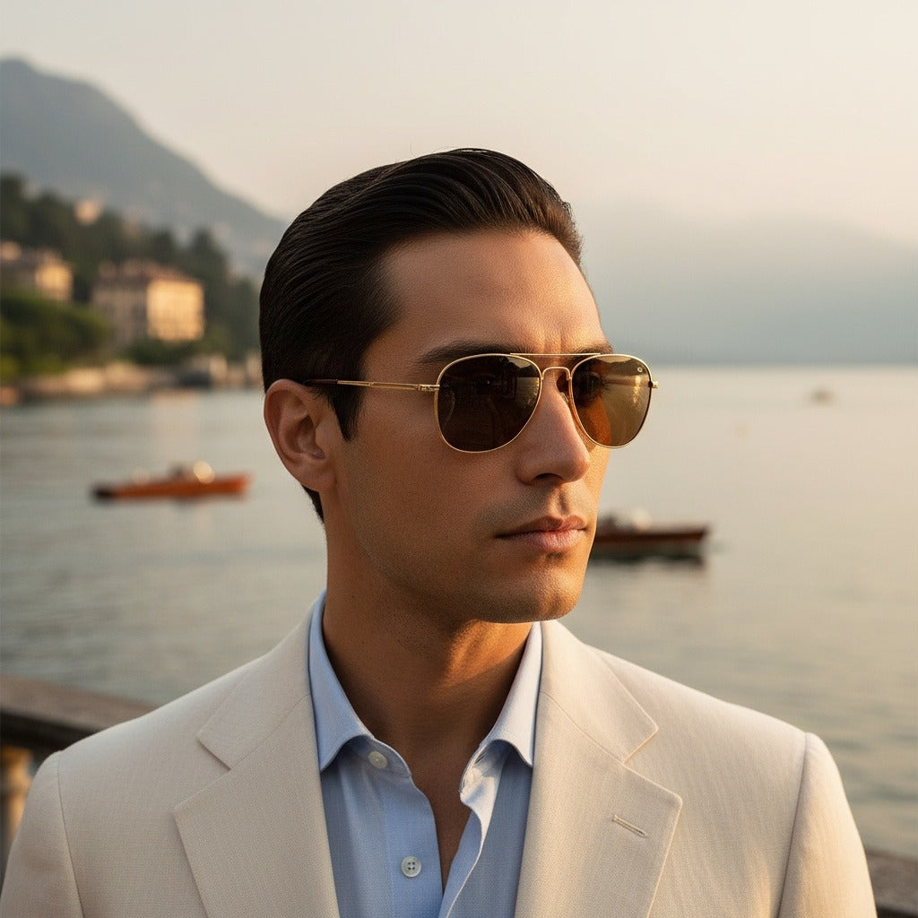 Aviator Sunglasses for Men - Brown - Angled Shot