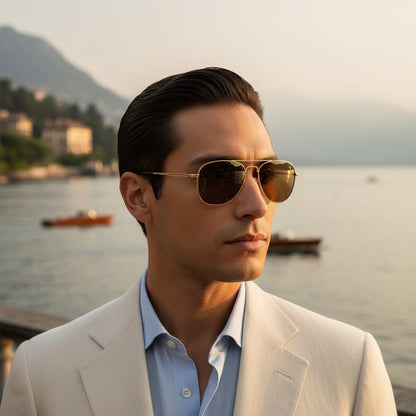 Aviator Sunglasses for Men - Brown - Angled Shot