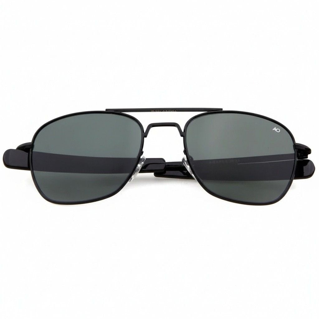 Aviator Sunglasses for Men - Matte Black - Front View