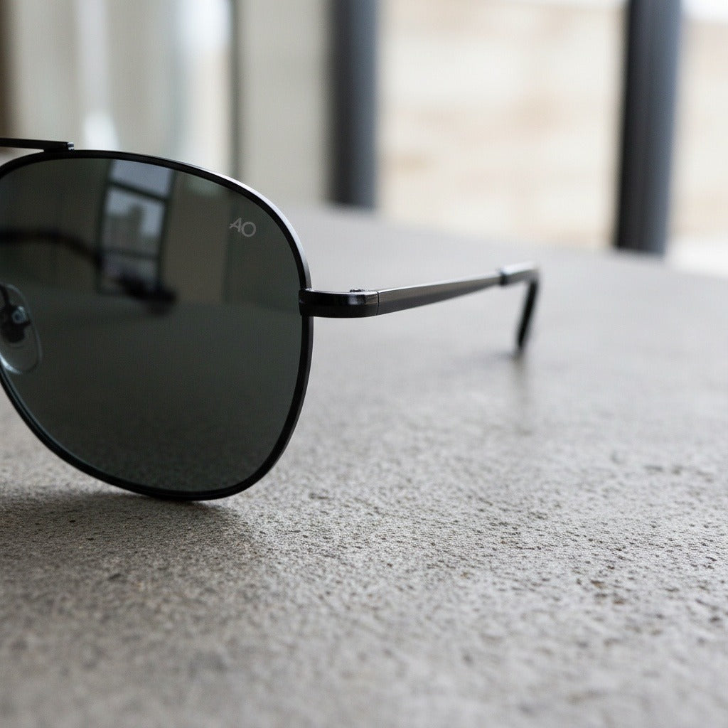 Aviator Sunglasses for Men - Matte Black - Back View