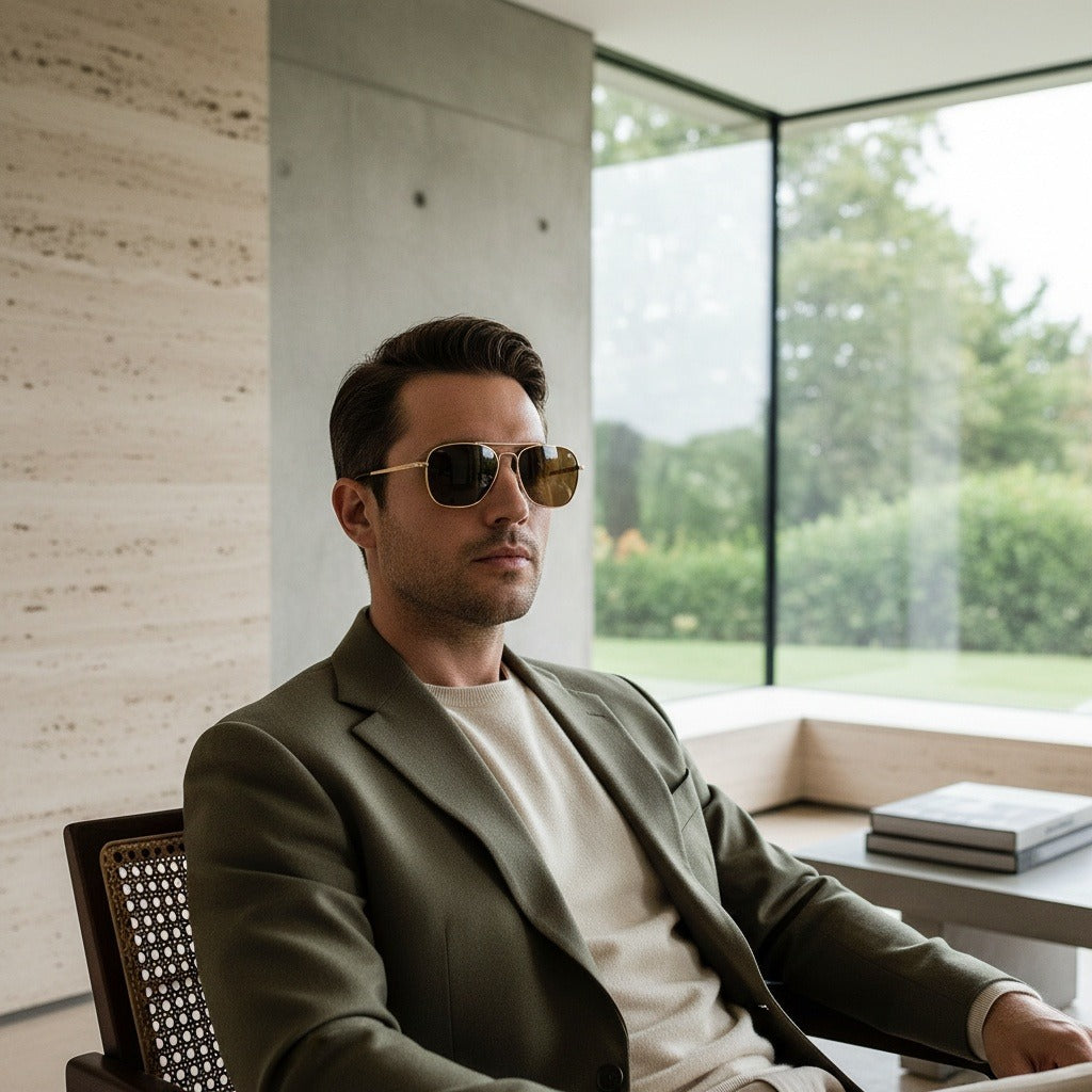 Aviator Sunglasses for Men - Brown - Side Profile