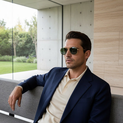 Aviator Sunglasses for Men - Forest Green - Side Profile