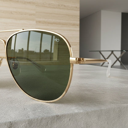 Aviator Sunglasses for Men - Forest Green - Back View