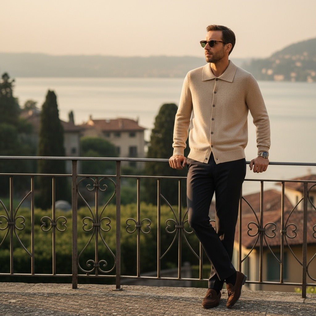 Beige Cashmere Sweater - Beige - Angled Shot