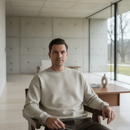 Beige Crew Neck Sweater - Beige - Side Profile