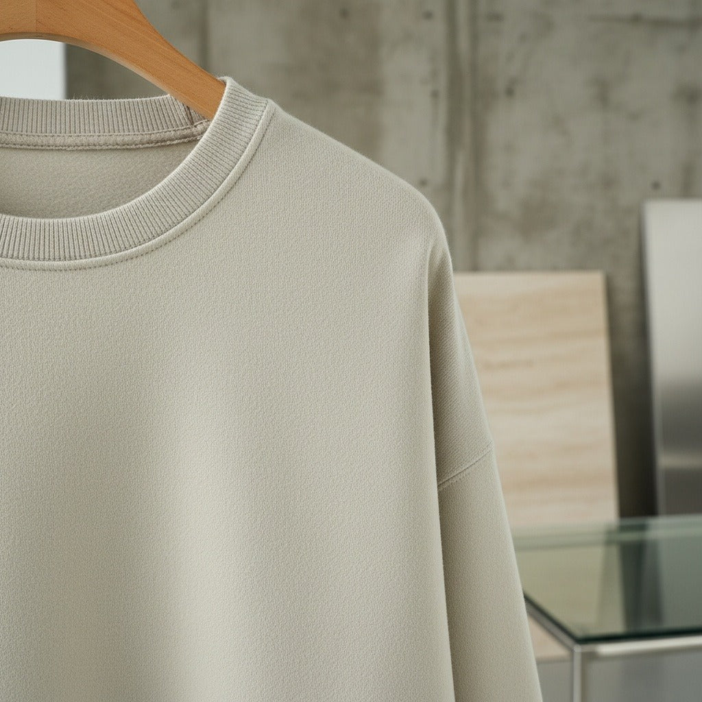 Beige Crew Neck Sweater - Beige - Back View