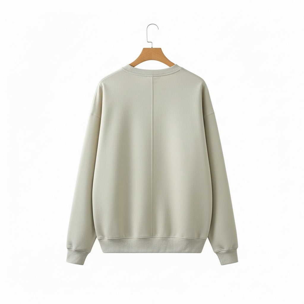 Beige Crew Neck Sweater - Beige - Fabric Detail
