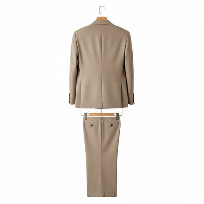 Beige Double Breasted Suit - Beige - Fabric Detail