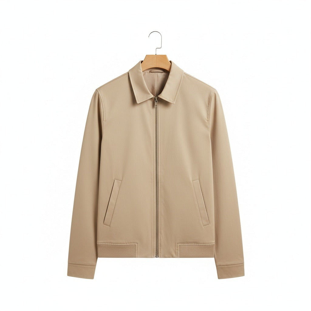 Beige Harrington Jacket Mens - Beige - Front View