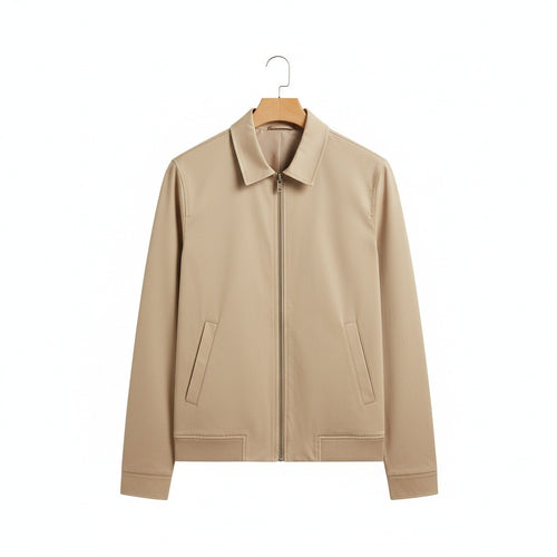 Beige Harrington Jacket Mens - Beige - Front View