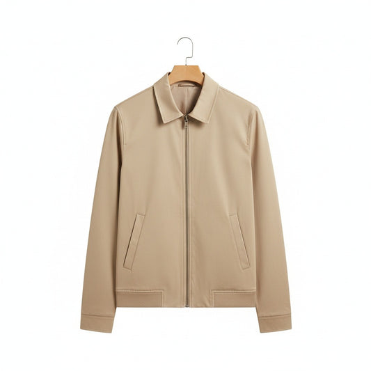 Beige Harrington Jacket Mens - Beige - Front View