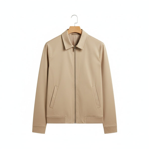 Beige Harrington Jacket Mens - Beige - Front View