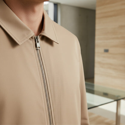 Beige Harrington Jacket Mens - Beige - Back View