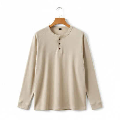 Beige Henley T Shirt - Beige - Front View