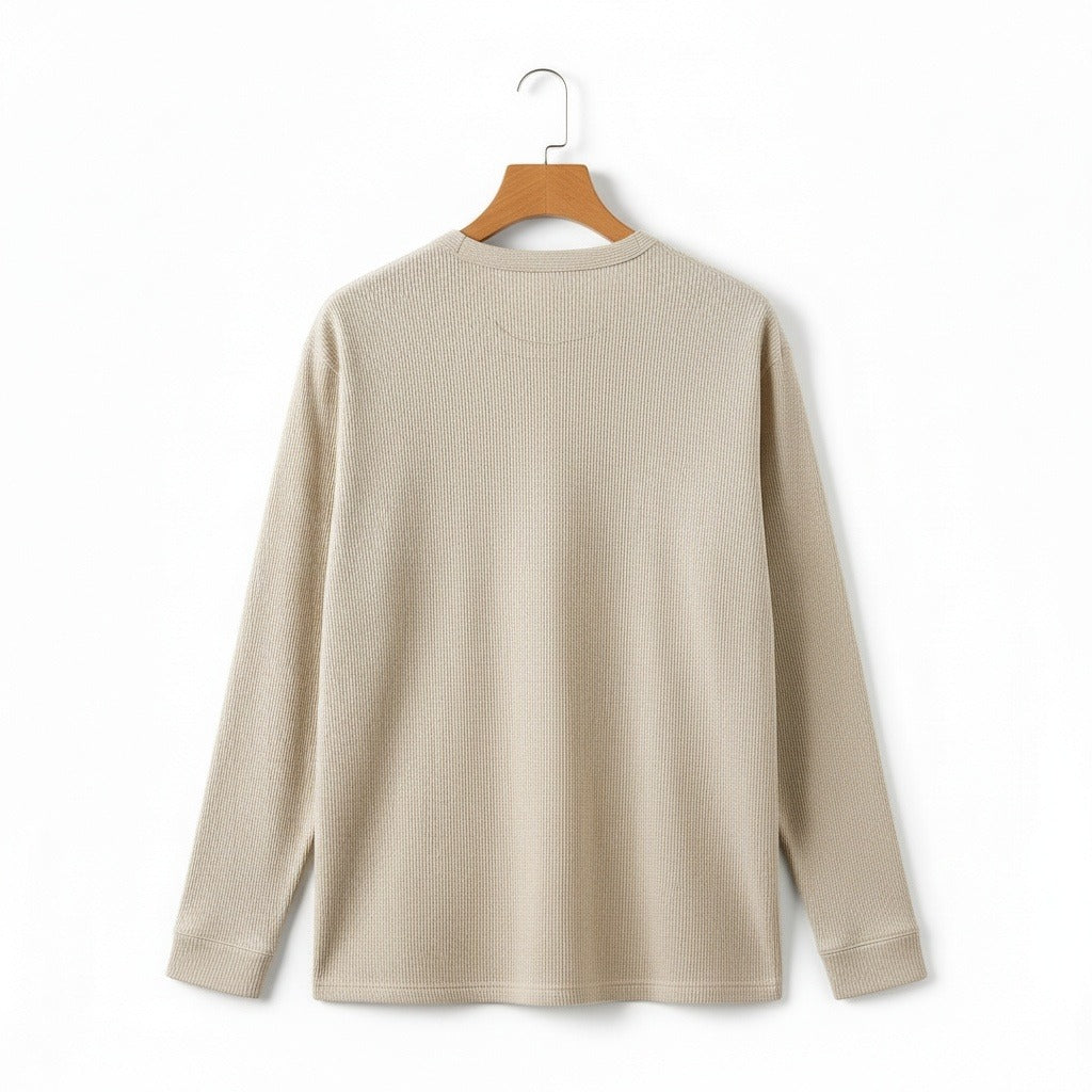Beige Henley T Shirt - Beige - Fabric Detail