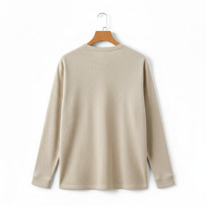 Beige Henley T Shirt - Beige - Fabric Detail