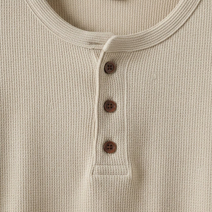 Beige Henley T Shirt - Beige - Texture Close Up