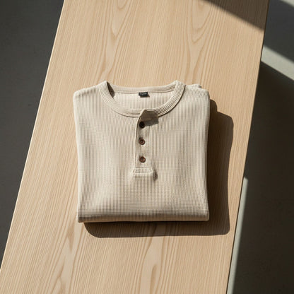 Beige Henley T Shirt - Beige - Lifestyle Inspiration