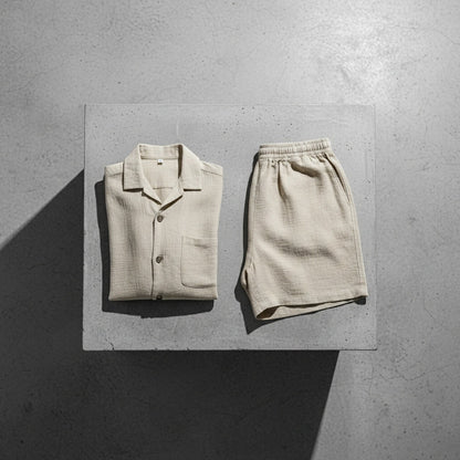 Beige Linen Short Set - Beige - Lifestyle Inspiration