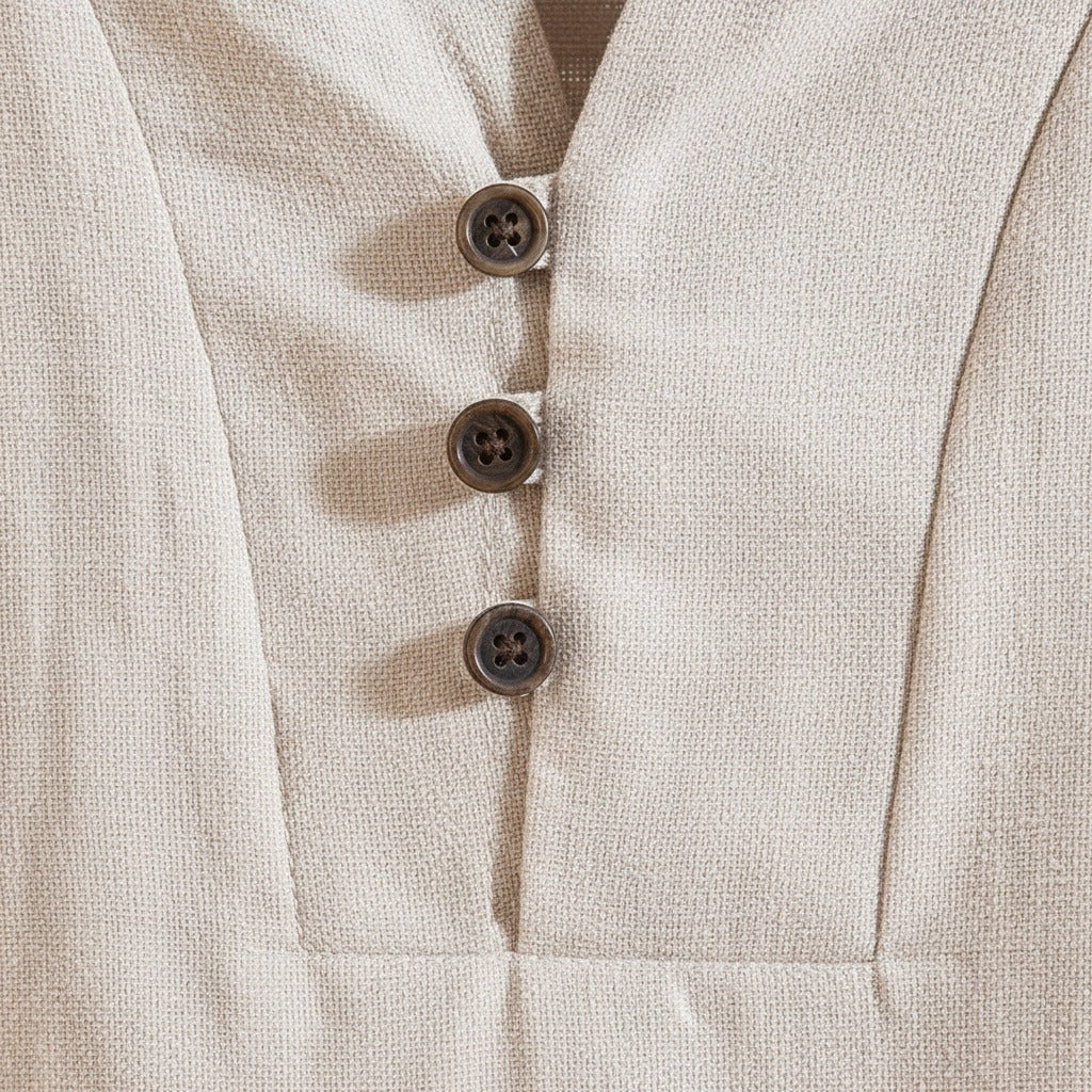 Beige Linen Summer Set Men - Beige - Texture Close Up