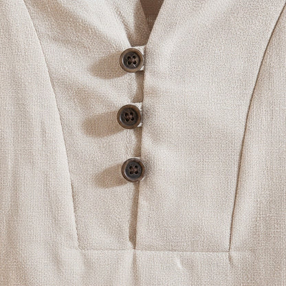Beige Linen Summer Set Men - Beige - Texture Close Up
