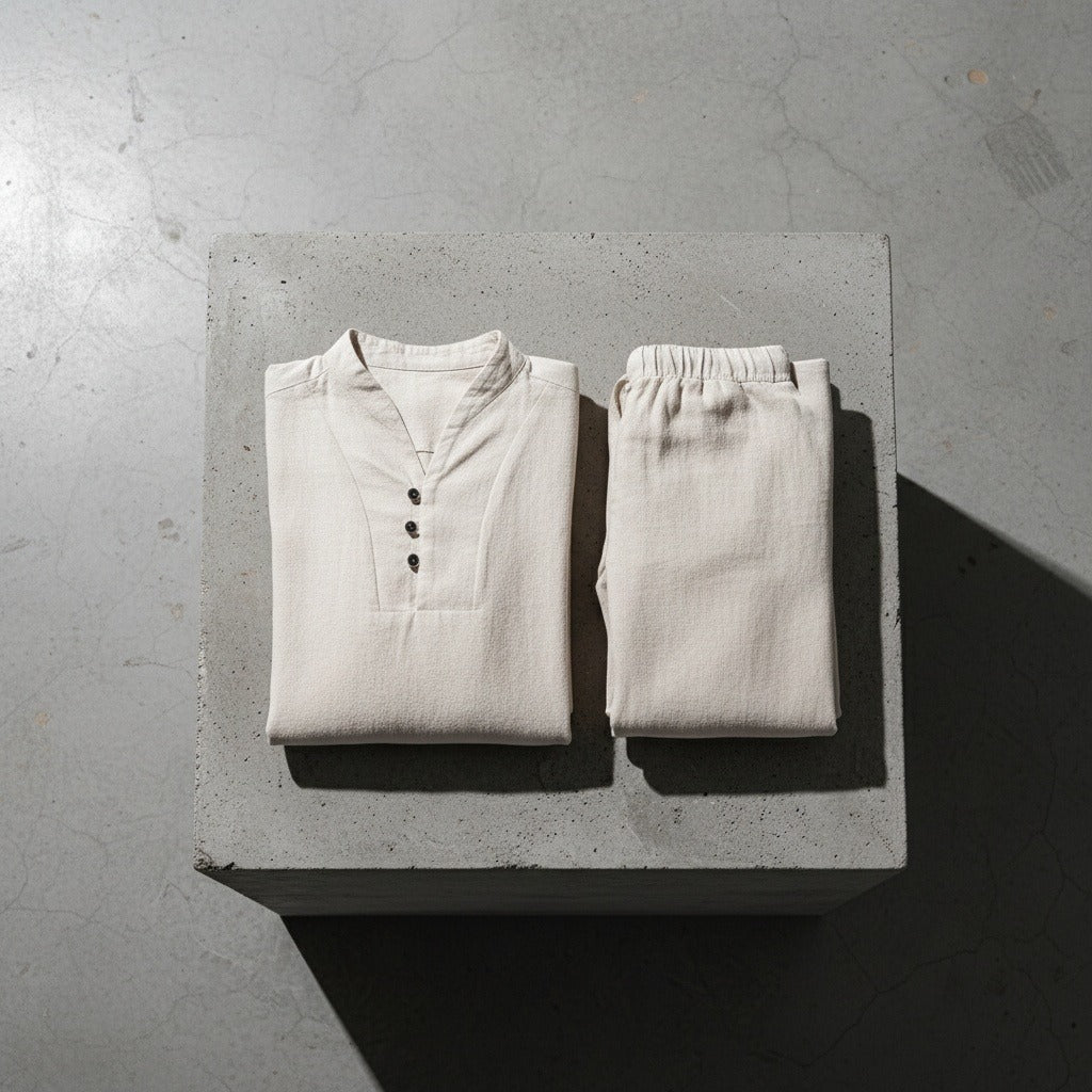 Beige Linen Summer Set Men - Beige - Lifestyle Inspiration